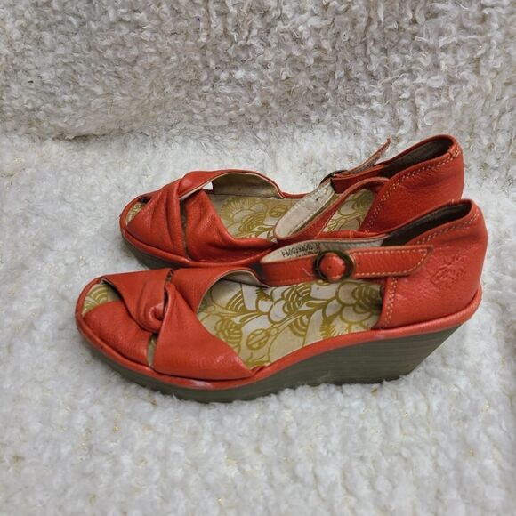 Fly London Ankle Strap Wedge Sandals sz 37 - Picture 3 of 10
